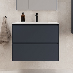 Style Line Тумба с раковиной Лима 70 Plus подвесная эмаль графит матовая – фотография-3